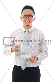 asian business man with coffee