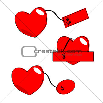 Heart price tags vector