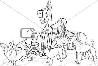 purebred dogs group cartoon for coloring
