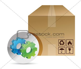 box and gears illustration