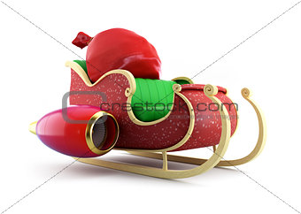 santa sleigh and Santa's Sack with Gifts