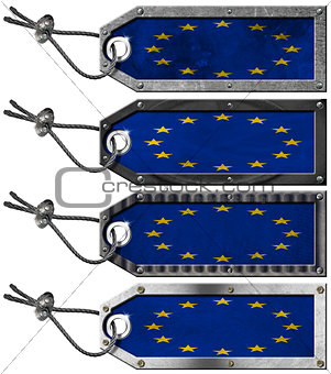 Europa Flags Set of Grunge Metal Tags
