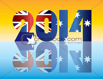 Australia Flag 2014 Silhouette Illustration