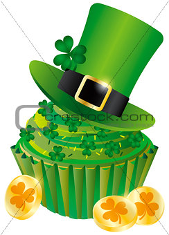 St Patricks Day Leprechaun Hat Cupcake Illustration