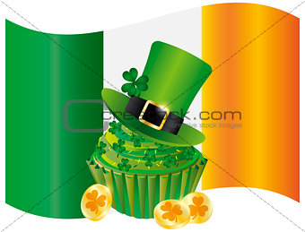 Ireland Flag with Hat Cupcake Coins and Shamrock