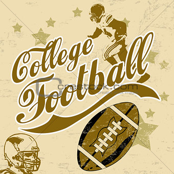 College american football grunge poster