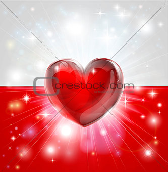 Love Poland flag heart background