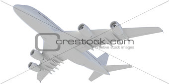 White passenger plane. Bottom view
