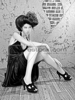 Asian Woman With High Styled Hair