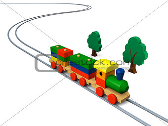 Wooden toy train illustration