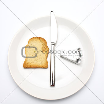  rusk bread slice, cheese and knife