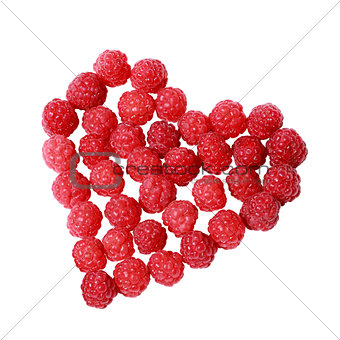 Heart made of raspberries
