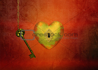 Golden Heart with Key