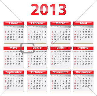 2013 calendar in Spanish