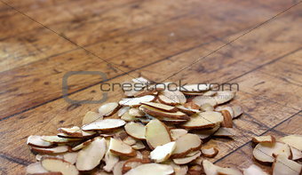 Salted nuts on old table