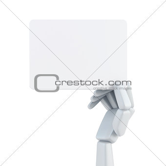 robot's hand and hold blank business card