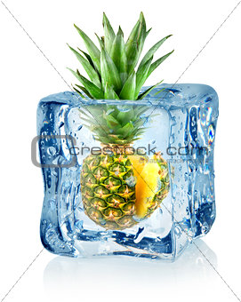 Ice cube and pineapple