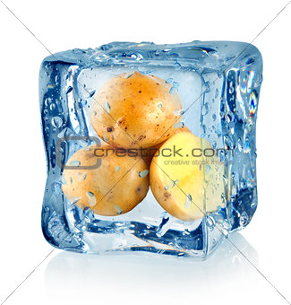 Ice cube and potato
