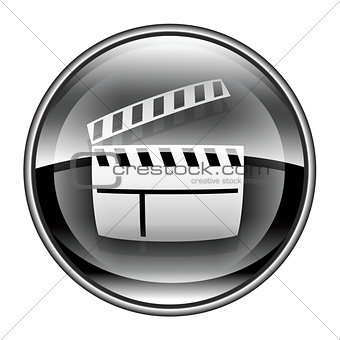 movie clapper board icon black, isolated on white background.