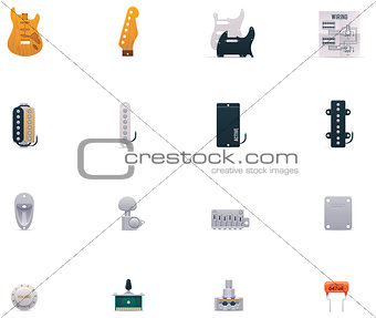 Vector guitar parts icon set