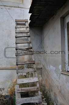 wooden broken ladder