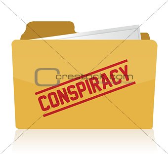 stamp showing the term conspiracy on a folder