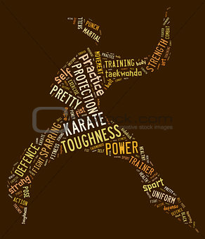 Karate pictogram on brown background