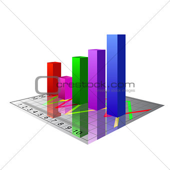 Vector 3D bar graph isolated on white background