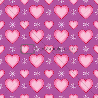 Seamless Heart and Snowflake Pattern