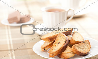 tasty rusks on a plate