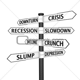 Signpost pointing to crisis
