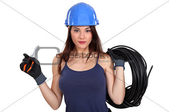 Sexy female electrician