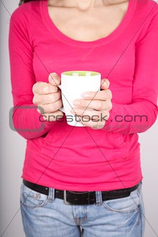 two hands woman with tea cup