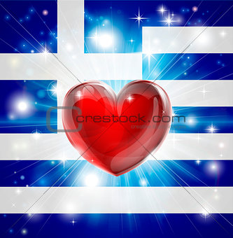 Love Greece flag heart background