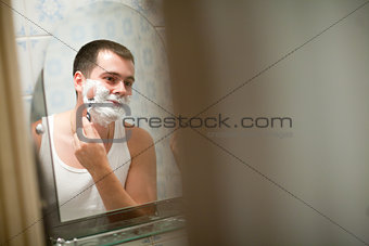 shaving man