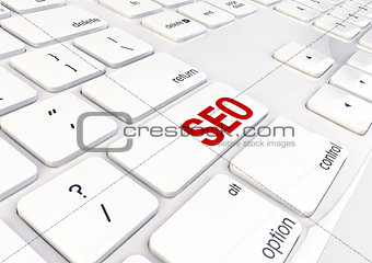 Seo Word Written on White Shiny Keyboard