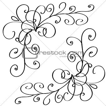 curls braided into a cute heart. vector floral set