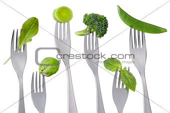 healthy green food on white