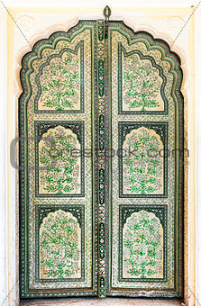 A Hand Painted Old Doors inside Hawa Mahal. 