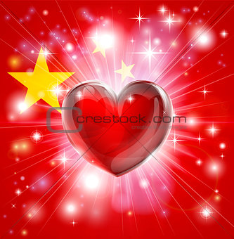 Love China flag heart background