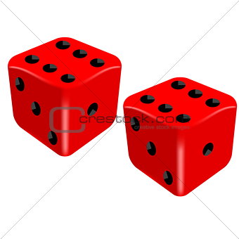 Red dice set. Success concept.