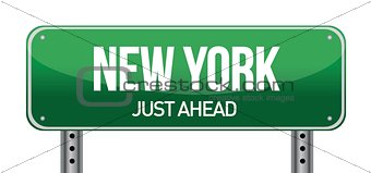 green New york, USA street sign