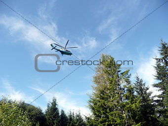 Beautiful sky view of Helicopter taking off
