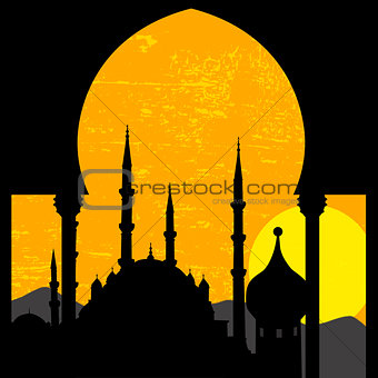 Oriental sunset with mosque