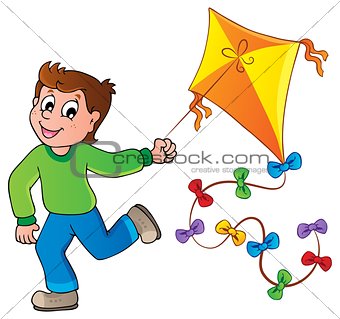 Running boy with kite