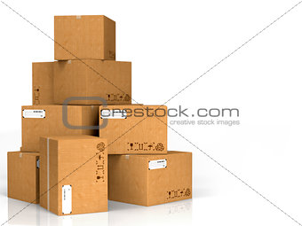 Cardboard Boxes Isolated on White.
