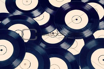 black vinyl records vintage toned