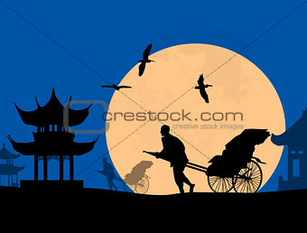 Chinese rickshaw in old Beijing