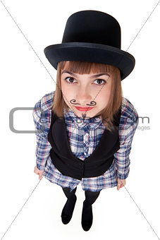 Girl with painted mustaches