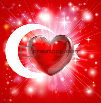 Love Turkey flag heart background